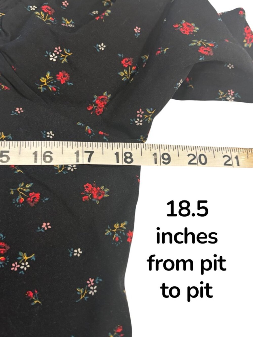 GAP Floral Midi Dress Black Ditsy Print Puff Sleeve Cottagecore L - Picture 8 of 9